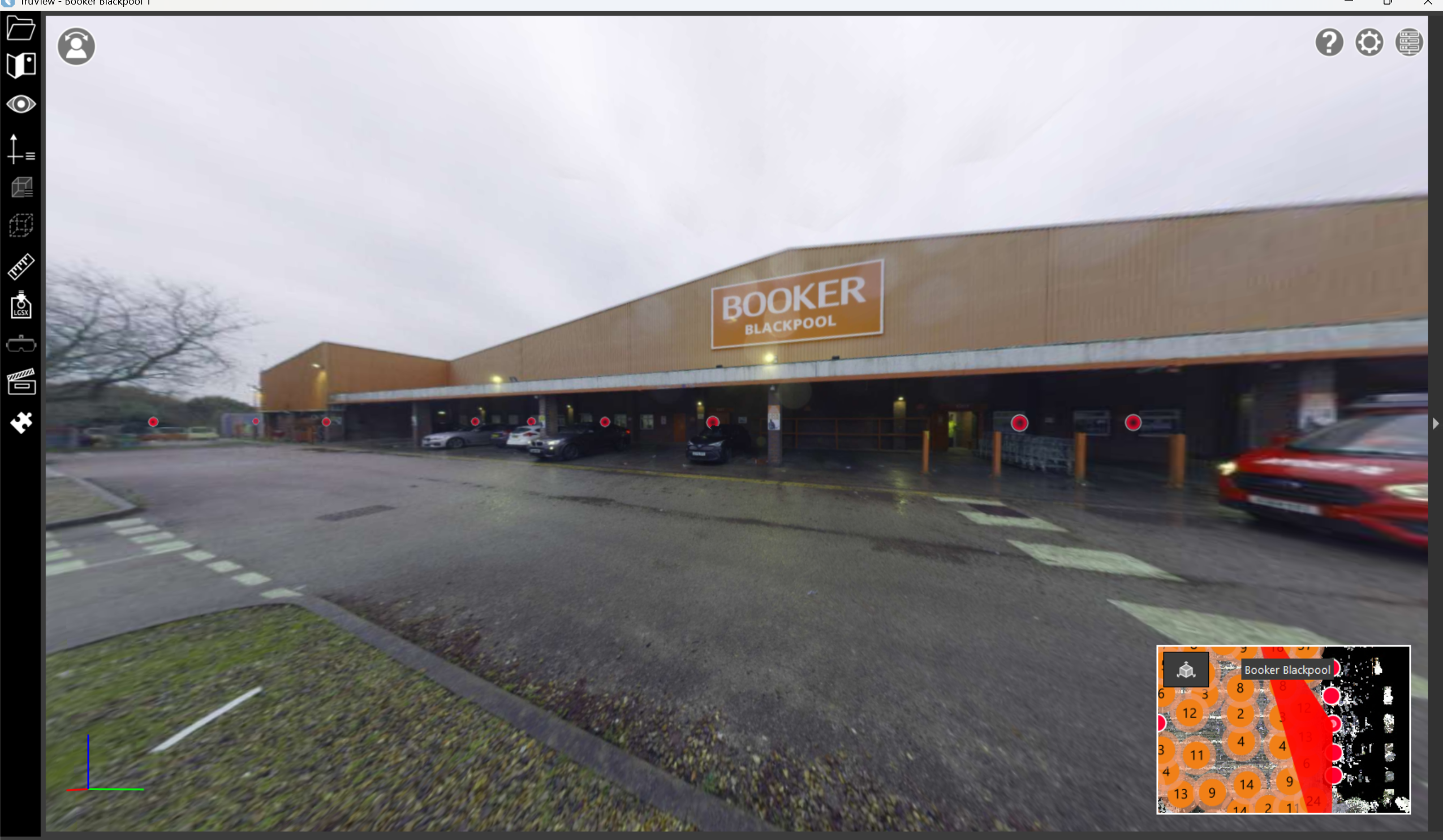 External elevation survey of the Booker Wholesale site