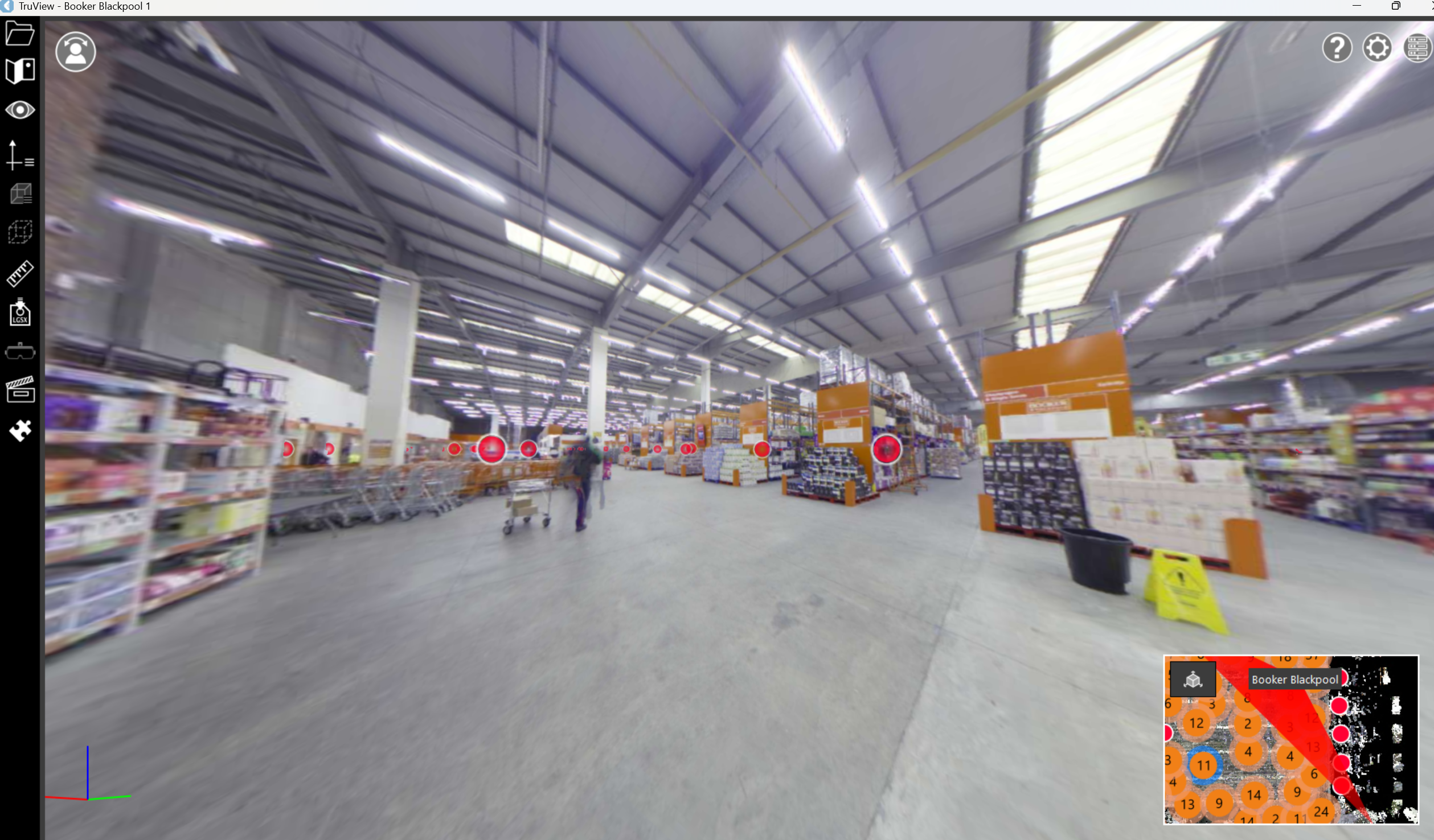 Internal laser scan survey of the Booker Wholesale warehouse in Derby